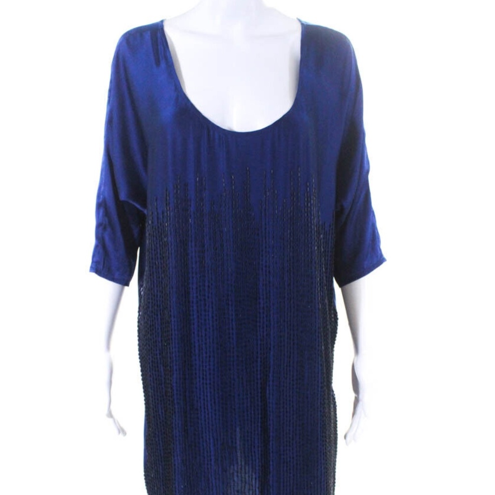 AS by DF  Womens Silk Beaded Whisperer short Dress Blue